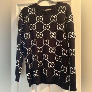 Gg-monogram Wool Jumper In Black
